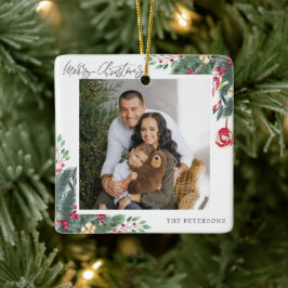 Vrolijk Kerstmis Elegante Kerstmis Groet Foto Keramisch Ornament