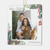 Vrolijk Kerstmis Elegante Kerstmis Groet Foto Keramisch Ornament (Links)