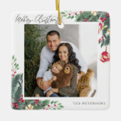 Vrolijk Kerstmis Elegante Kerstmis Groet Foto Keramisch Ornament (Voorkant)