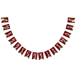 VROLIJK Kerstmis Elegante Maroon Poinsettia Vakant Vlaggetjes