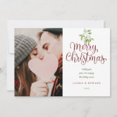 Vrolijk Kerstmis Elegante Mistletoe Koppels Foto Feestdagenkaart (Voorkant)