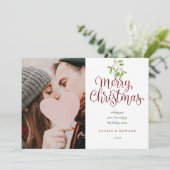 Vrolijk Kerstmis Elegante Mistletoe Koppels Foto Feestdagenkaart (Staand voorkant)