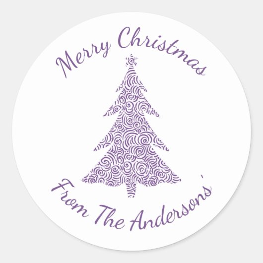 Vrolijk Kerstmis elegante moderne kerstboom Ronde Sticker (Voorkant)