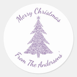 Vrolijk Kerstmis elegante moderne kerstboom Ronde Sticker