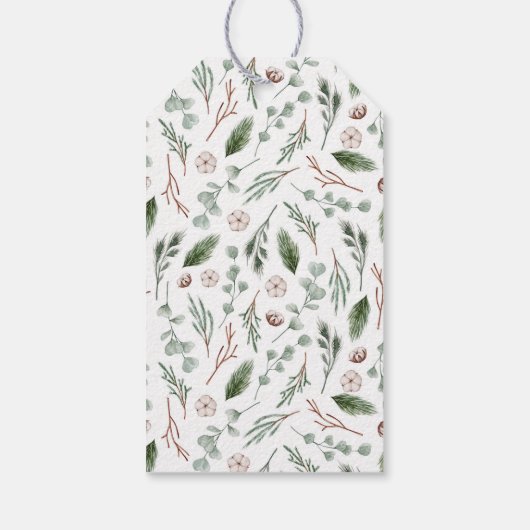 Vrolijk Kerstmis Elegante Pine & Familienaam Cadeaulabel (Achterkant)