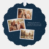 Vrolijk Kerstmis elegante vier fotocollage marine Ornament Kaart (Achterkant)