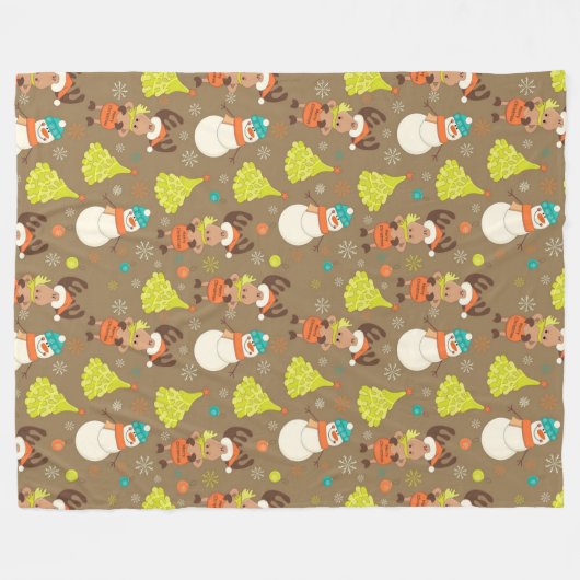 Vrolijk kerstmis en Snowman Fleece Deken (Voorkant (Horizontaal))