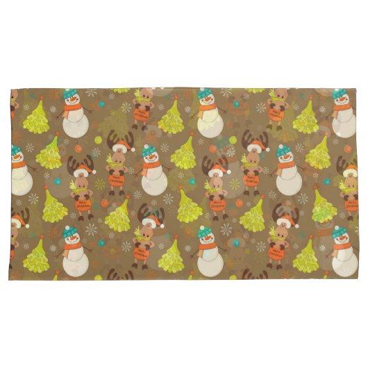 Vrolijk kerstmis en Snowman Kussensloop (Voorkant-Rechts)