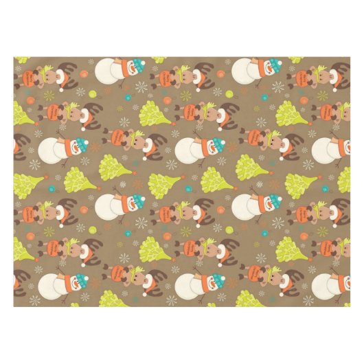 Vrolijk kerstmis en Snowman Tafelkleed (Voorkant (Horizontaal))