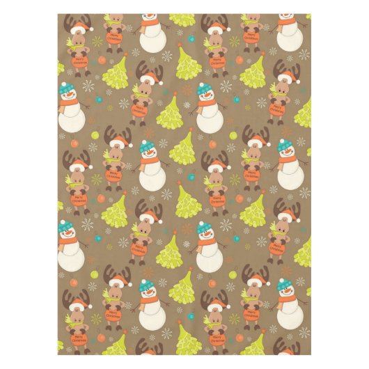 Vrolijk kerstmis en Snowman Tafelkleed (Voorkant)