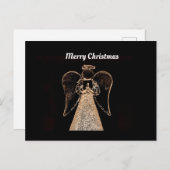 Vrolijk Kerstmis Engel Zwart/Goud Feestdagenkaart (Voorkant / Achterkant)
