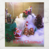 Vrolijk kerstmis eten en bedwelmingsetiket wijn etiket (Enkel label)