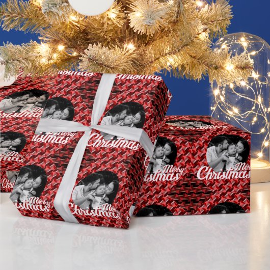 Vrolijk Kerstmis Familiaire Foto Klant Cadeaupapier (Feestdagen)