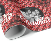 Vrolijk Kerstmis Familiaire Foto Klant Cadeaupapier (Rol Hoek)