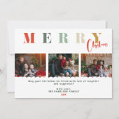 Vrolijk Kerstmis Familie Collage Kleurrijke Typogr Feestdagenkaart (Voorkant)