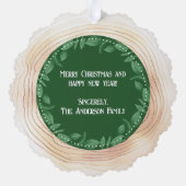 Vrolijk Kerstmis Familie Foto Aangepaste GROEN Ornament Kaart (Achterkant)