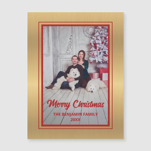 Vrolijk Kerstmis Familie Foto Aangepaste Magnetisc (Voorkant)