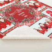 Vrolijk Kerstmis Familie Foto Collage Naam Sherpa Deken (3/4)