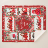 Vrolijk Kerstmis Familie Foto Collage Naam Sherpa Deken (Voorkant (horizontaal))