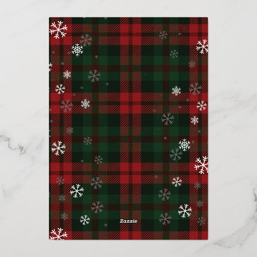 Vrolijk Kerstmis Familie Foto Collage Plaid Gold Folie Feestdagenkaart (Achterkant)