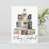 Vrolijk Kerstmis Familie Foto Collage Tree Feestdagenkaart (Staand voorkant)