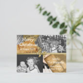 Vrolijk Kerstmis Familie Foto Gouden Boog Muzikale Feestdagenkaart (Staand voorkant)