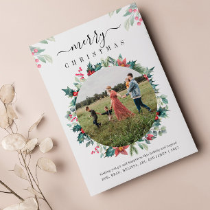 Vrolijk Kerstmis Familie Foto Groeten Kaart