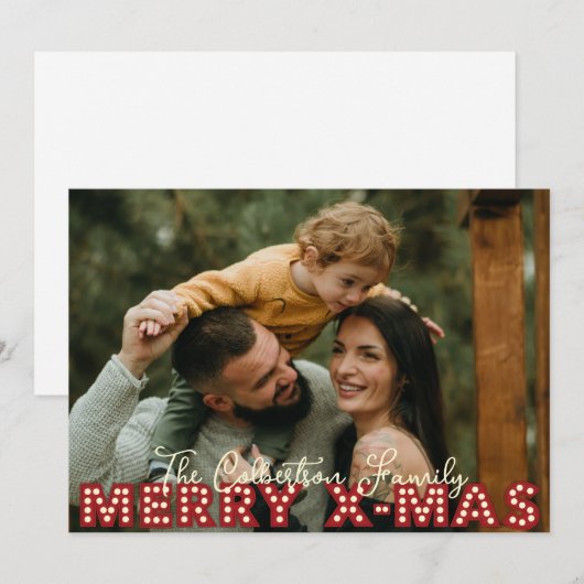 Vrolijk Kerstmis Familie Foto Kerstmis Kaart (Voorkant / Achterkant)