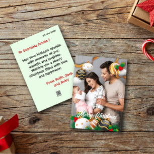 Vrolijk Kerstmis Familie Foto Lief en Gelukkig Kaa Feestdagenkaart