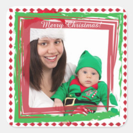 Vrolijk Kerstmis Familie Foto Stickers