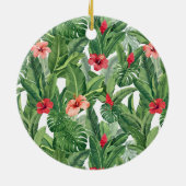 Vrolijk Kerstmis Familie Foto Tropisch Bloemblad Keramisch Ornament (Achterkant)