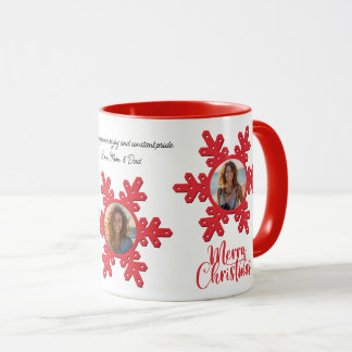Vrolijk Kerstmis Familie Fotonaam Gepersonaliseerd Mok