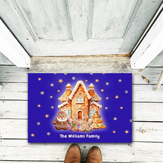 Vrolijk Kerstmis Familie Gepersonaliseerde Naam Na Deurmat