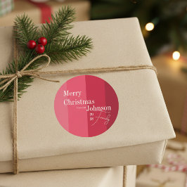 Vrolijk Kerstmis Familie Kerstmis Rode Streep Ronde Sticker