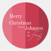 Vrolijk Kerstmis Familie Kerstmis Rode Streep Ronde Sticker (Voorkant)