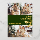 Vrolijk Kerstmis Familie Multi-Photo Gold Folie Feestdagenkaart (Voorkant)