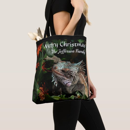 Vrolijk Kerstmis Familie Pet Tropical Personaliser Tote Bag (Dichtbij)