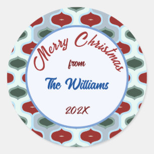 Vrolijk Kerstmis Familie Retro Mod Ronde Sticker