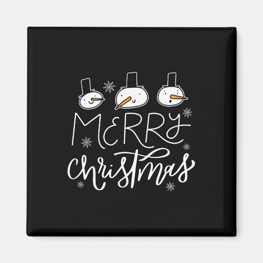 Vrolijk Kerstmis Familie Sneeuwman Kerst Mannen Xm Magneet (Voorkant)