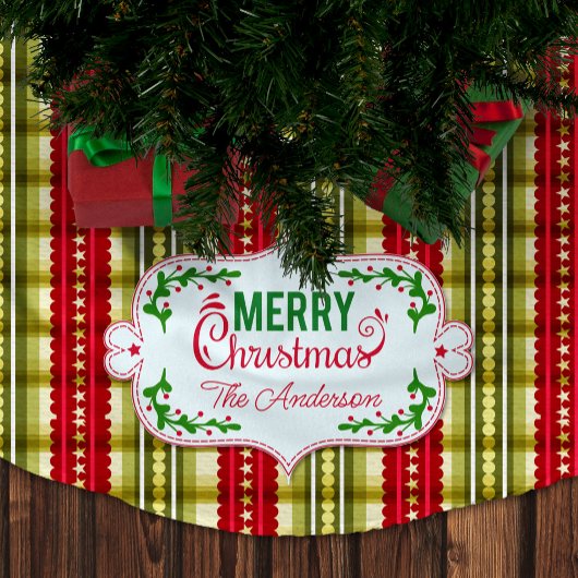 Vrolijk Kerstmis Familienaam Elegant Patroon Kerstboom Rok