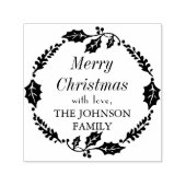 Vrolijk Kerstmis familienaam Holly krans stempel (Design)