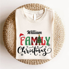 Vrolijk Kerstmis Familienaam Matching modern T-shirt