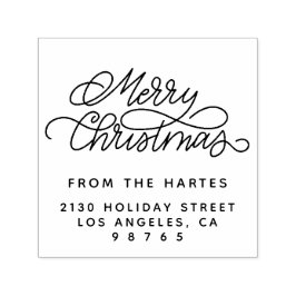 Vrolijk Kerstmis Familienaam Retouradres Zelf-in Zelfinktende Stempel