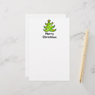Vrolijk Kerstmis Fantasievolle Boom Ontwerp Briefpapier