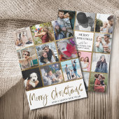 Vrolijk Kerstmis faux goud Multi Foto Feestdagenkaart