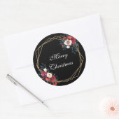 Vrolijk Kerstmis faux gouden winter bloemblaadjes  Ronde Sticker (Envelop)