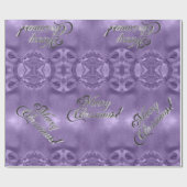 Vrolijk Kerstmis Faux Zilveren Folie Script Paarse Cadeaupapier (Vlak)