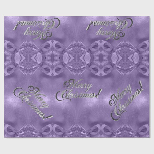 Vrolijk Kerstmis Faux Zilveren Folie Script Paarse Cadeaupapier (Vlak)