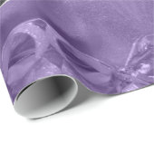 Vrolijk Kerstmis Faux Zilveren Folie Script Paarse Cadeaupapier (Rol Hoek)