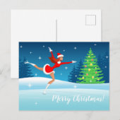 Vrolijk Kerstmis Figuur Schaatsen Meisje Briefkaart (Voorkant / Achterkant)